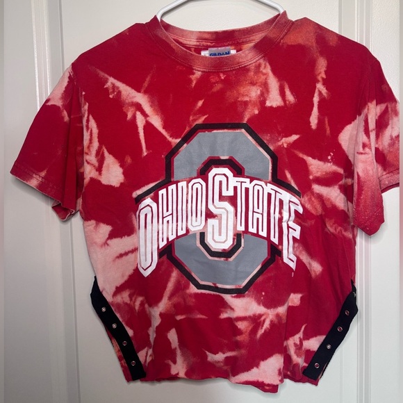 Kampus Kustoms Red and White Ohio State Tie-Dye Tee - Picture 1 of 7